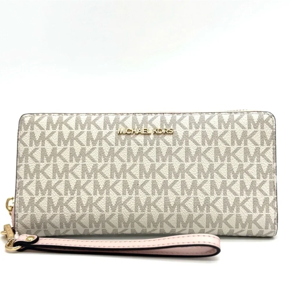 Michael Kors Large Continental Wallet Wristlet Powder Blush Multi